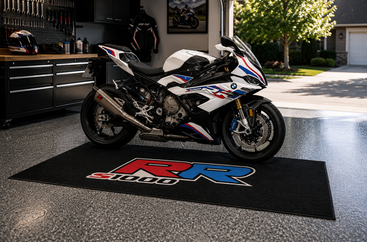 BMW S1000RR Motorcycle Garage Floor Mat 5x7 FT (60x87 Inches) Showroom Rug