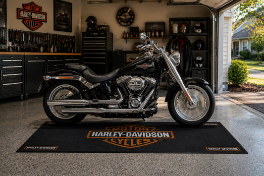 Harley Davidson Motorcycle Garage Floor Mat 32x87 Inches Premium Showroom Rug