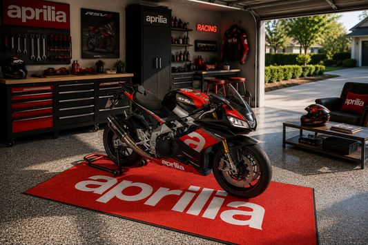 Aprilia Motorcycle Garage Floor Mat 5x7 FT (60x87 Inches) Showroom Rug
