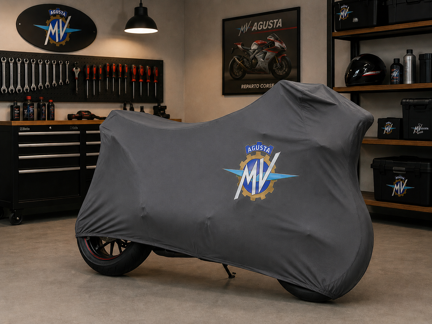 MV Agusta Premium Indoor Motorcycle Cover – Soft Breathable Stretch Fabric Garage Dust Protection