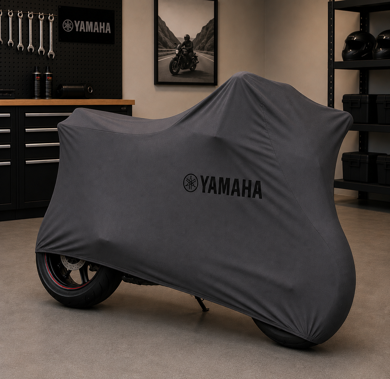 Yamaha Premium Indoor Motorcycle Cover – Soft Breathable Stretch Fabric Garage Dust Protection