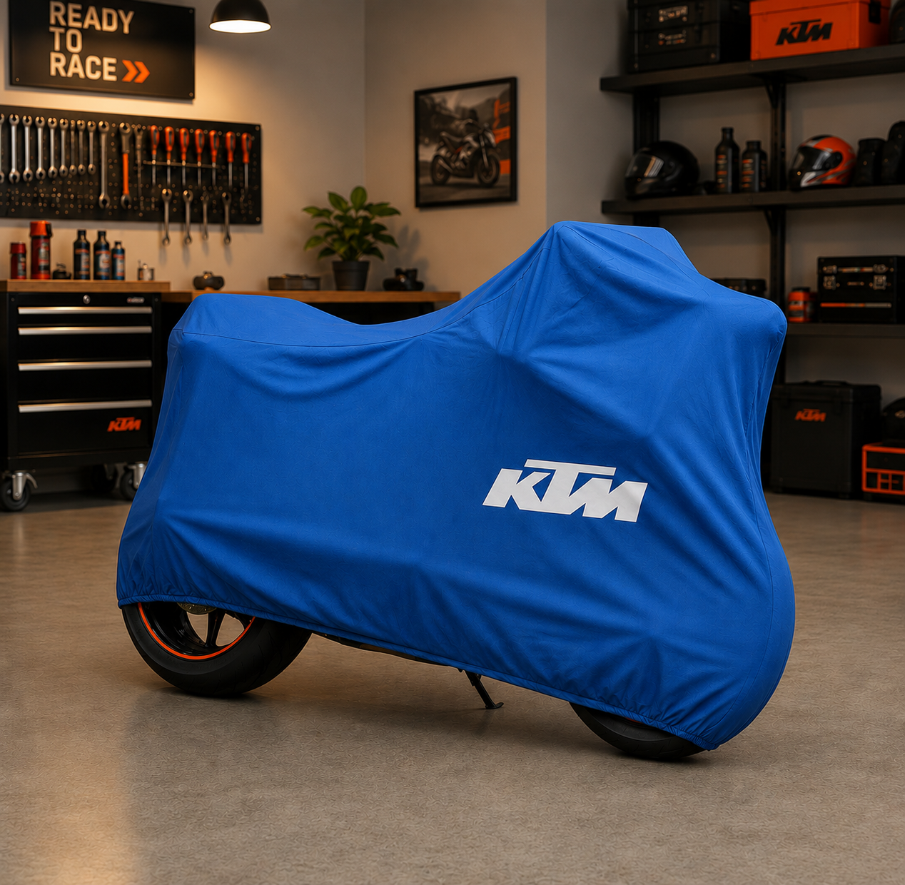 KTM Premium Indoor Motorcycle Cover – Soft Breathable Stretch Fabric Garage Dust Protection