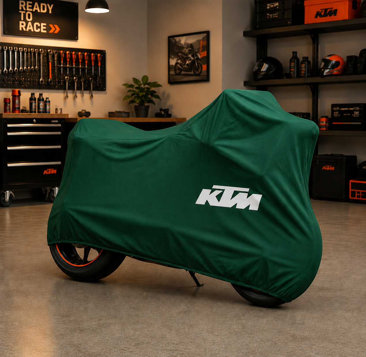 KTM Premium Indoor Motorcycle Cover – Soft Breathable Stretch Fabric Garage Dust Protection