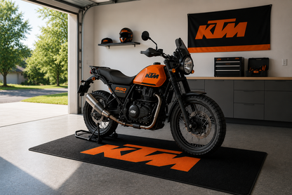 KTM Motorcycle Garage Mat – Premium 32x87 Inch Parking Floor Mat