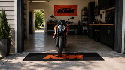 KTM Motorcycle Garage Mat – Premium 32x87 Inch Parking Floor Mat