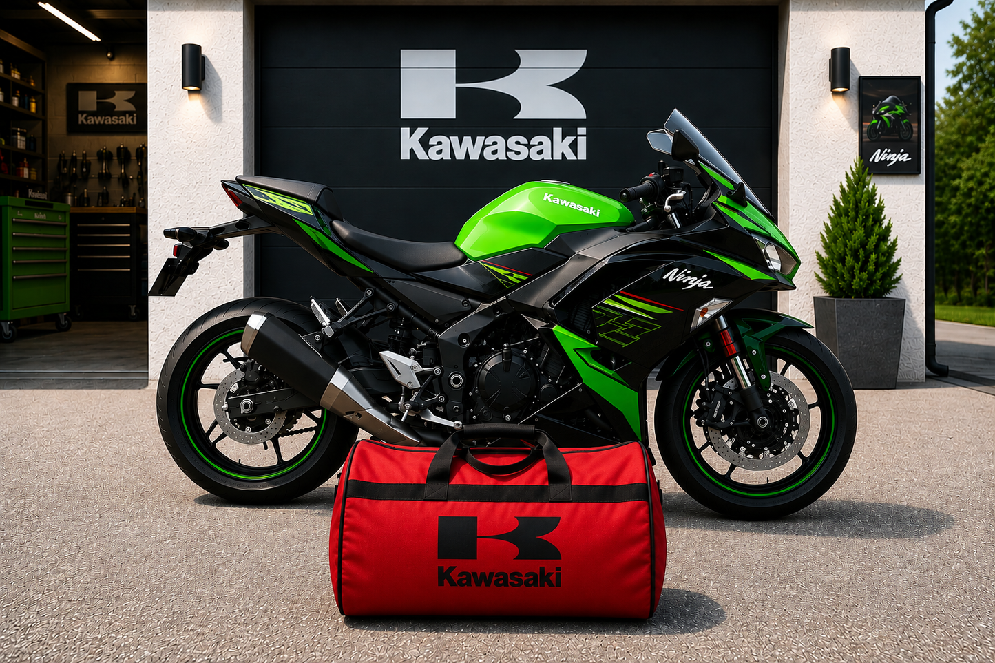 Kawasaki Motorcycle Duffel Bag – Premium Travel & Gear Bag for Riders