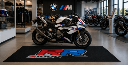 BMW S1000RR Motorcycle Garage Floor Mat 5x7 FT (60x87 Inches) Showroom Rug