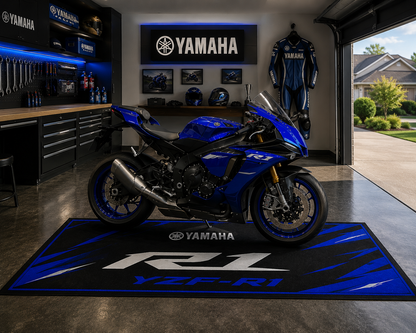 Yamaha YZF-R1 Motorcycle Garage Floor Mat 32x87 Inches Premium Showroom Rug