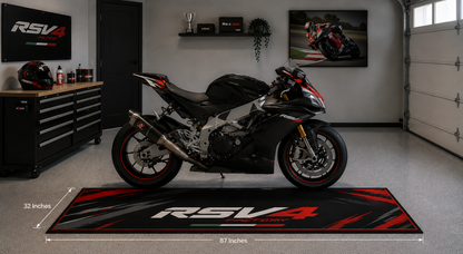Aprilia RSV4 Motorcycle Garage Floor Mat 5x7 FT (60x87 Inches) Showroom Rug
