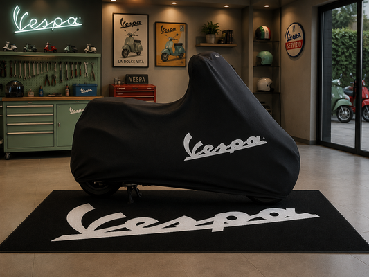 Vespa Motorcycle Rug & Cover BUNDLE – Choose Indoor or Outdoor Cover