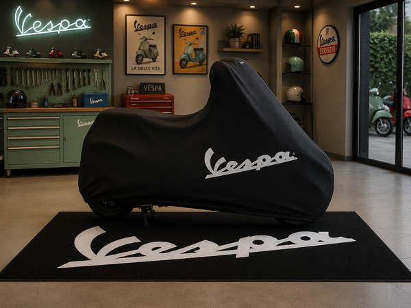 Vespa Motorrad Teppich & Abdeckung BUNDLE – Wählen Sie Innen- oder Außenabdeckung