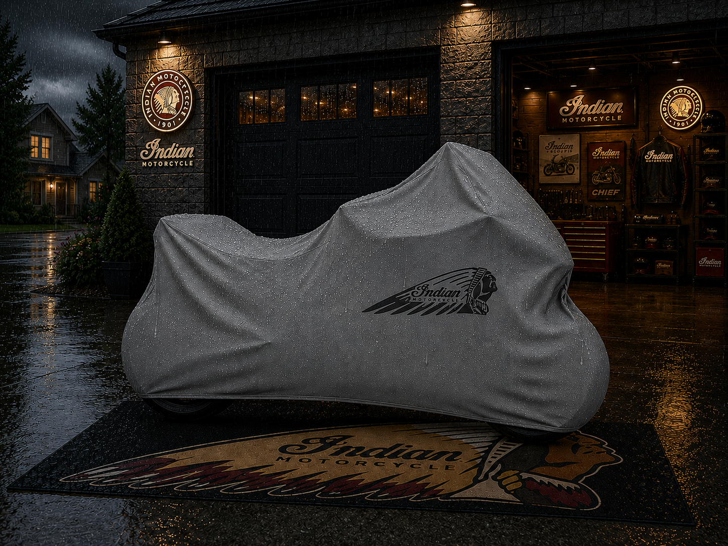 INDIAN Motorcycle Rug & Cover BUNDLE – Choose Indoor or Outdoor Cover