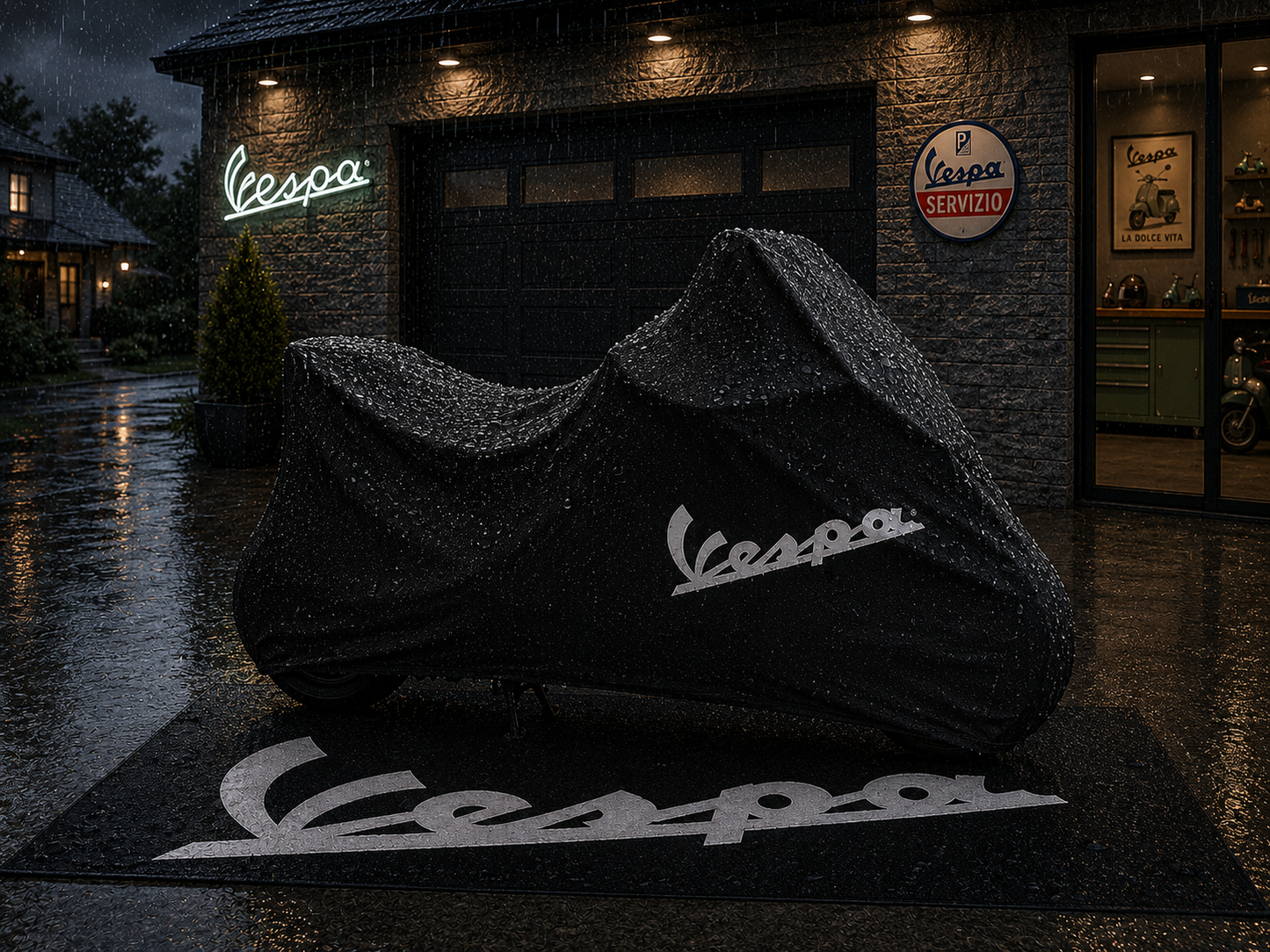 Vespa Motorcycle Rug & Cover BUNDLE – Choose Indoor or Outdoor Cover