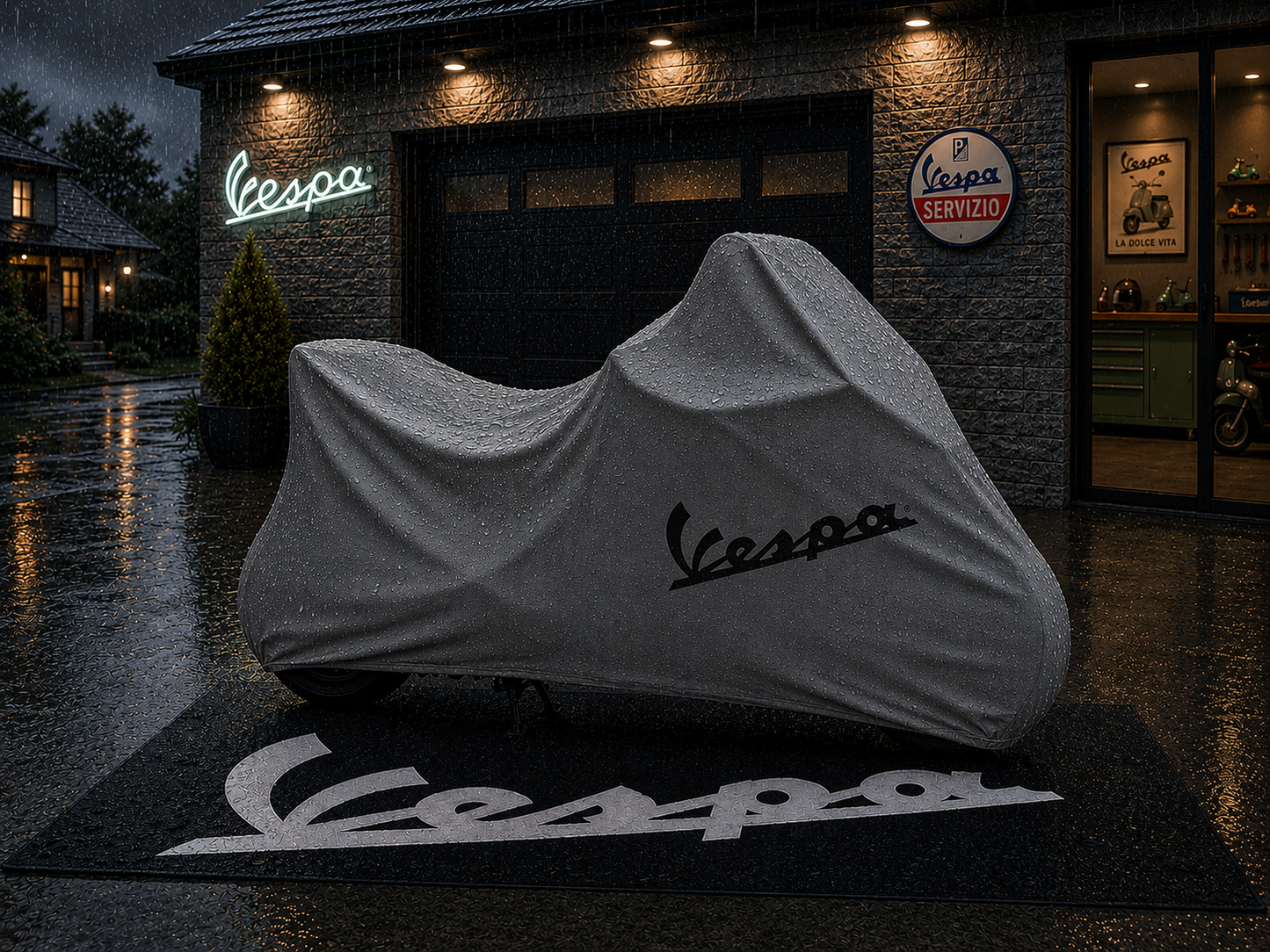 Vespa Motorcycle Rug & Cover BUNDLE – Choose Indoor or Outdoor Cover