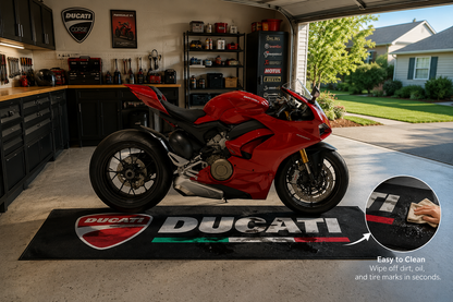 Ducati Motorcycle Garage Floor Mat 32x87 Inches Premium Showroom Rug