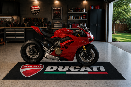 Ducati Motorcycle Garage Floor Mat 32x87 Inches Premium Showroom Rug