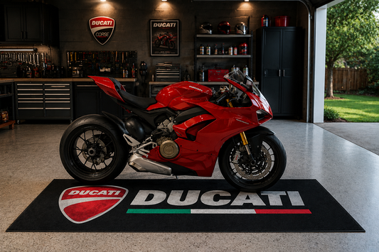 Ducati Motorcycle Garage Floor Mat 32x87 Inches Premium Showroom Rug