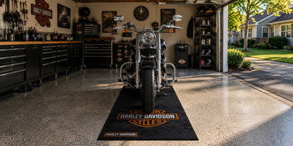 Harley Davidson Motorcycle Garage Floor Mat 32x87 Inches Premium Showroom Rug