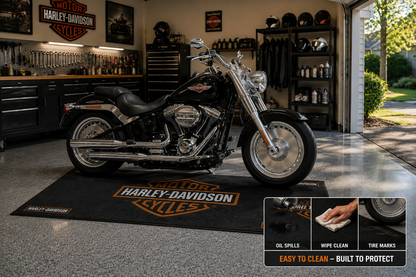 Harley Davidson Motorcycle Garage Floor Mat 32x87 Inches Premium Showroom Rug