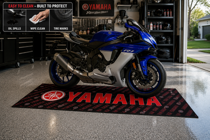 Yamaha Motorcycle Garage Floor Mat 32x87 Inches Premium Showroom Rug