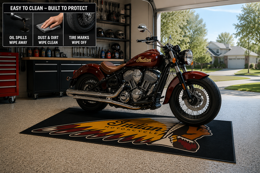 Indian Motorcycle Garage Floor Mat 32x87 Inches Premium Showroom Rug