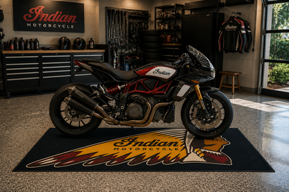 Indian Motorcycle Garage Floor Mat 32x87 Inches Premium Showroom Rug