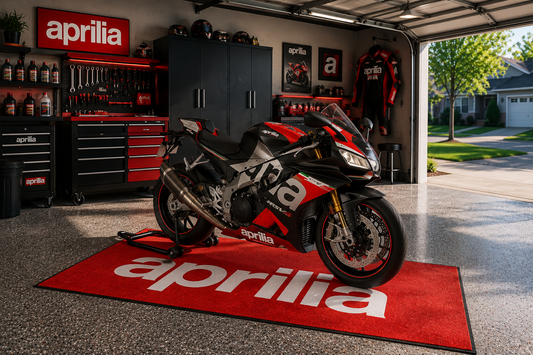 Aprilia Motorcycle Garage Floor Mat 5x7 FT (60x87 Inches) Showroom Rug