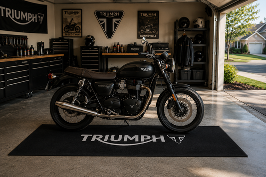 Triumph Motorcycle Garage Floor Mat 32x87 Inches Premium Showroom Rug
