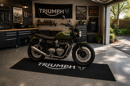 Triumph Motorcycle Garage Floor Mat 32x87 Inches Premium Showroom Rug