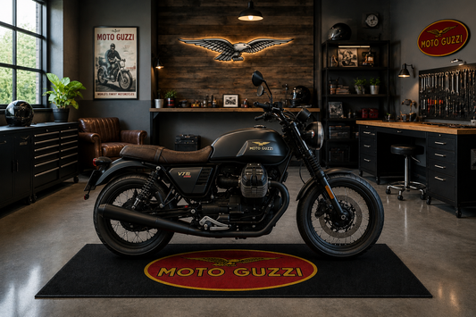 Moto Guzzi Motorcycle Garage Floor Mat 32x87 Inches Premium Showroom Rug