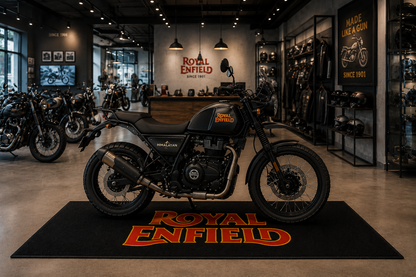 Royal Enfield Motorcycle Garage Floor Mat 32x87 Inches Premium Showroom Rug