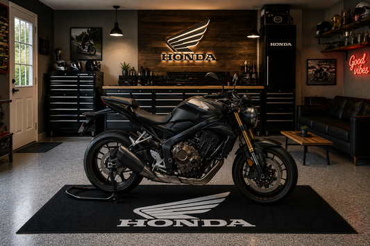 Honda Motorcycle Garage Floor Mat 32x87 Inches Premium Showroom Rug