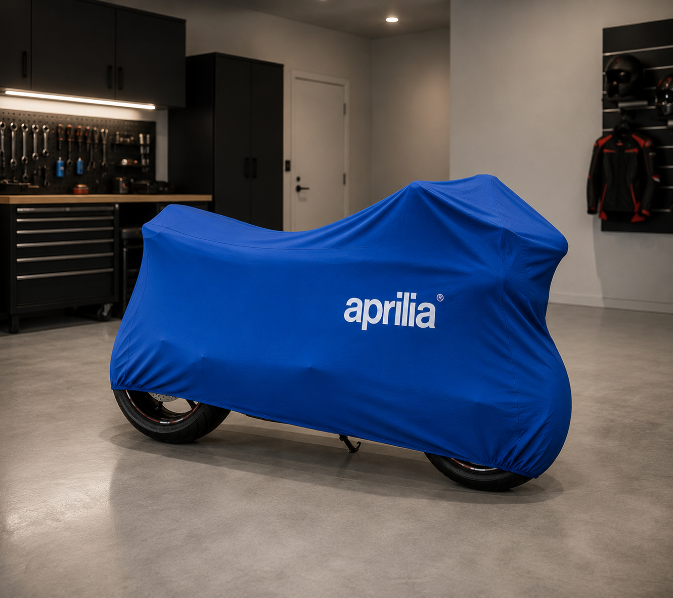 Aprilia Premium Indoor Motorcycle Cover – Soft Breathable Stretch Fabric Garage Dust Protection
