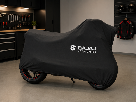 Bajaj Premium Indoor Motorcycle Cover – Soft Breathable Stretch Fabric Garage Dust Protection