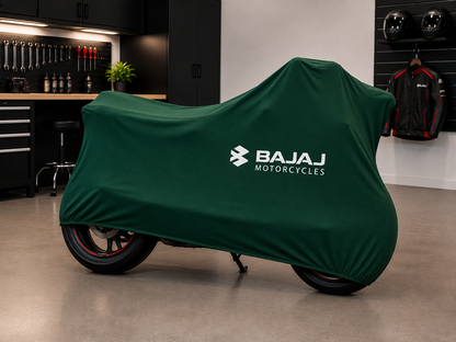 Bajaj Premium Indoor Motorcycle Cover – Soft Breathable Stretch Fabric Garage Dust Protection