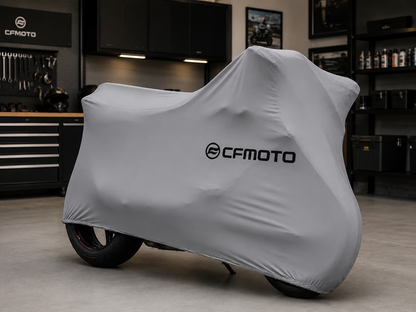 CFMOTO Premium Indoor Motorcycle Cover – Soft Breathable Stretch Fabric Garage Dust Protection