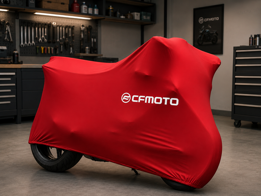 CFMOTO Premium Indoor Motorcycle Cover – Soft Breathable Stretch Fabric Garage Dust Protection