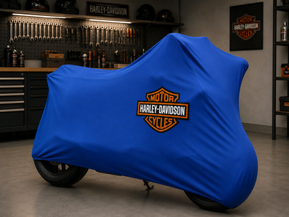 Harley Davidson Premium Indoor Motorcycle Cover – Soft Breathable Stretch Fabric Garage Dust Protection