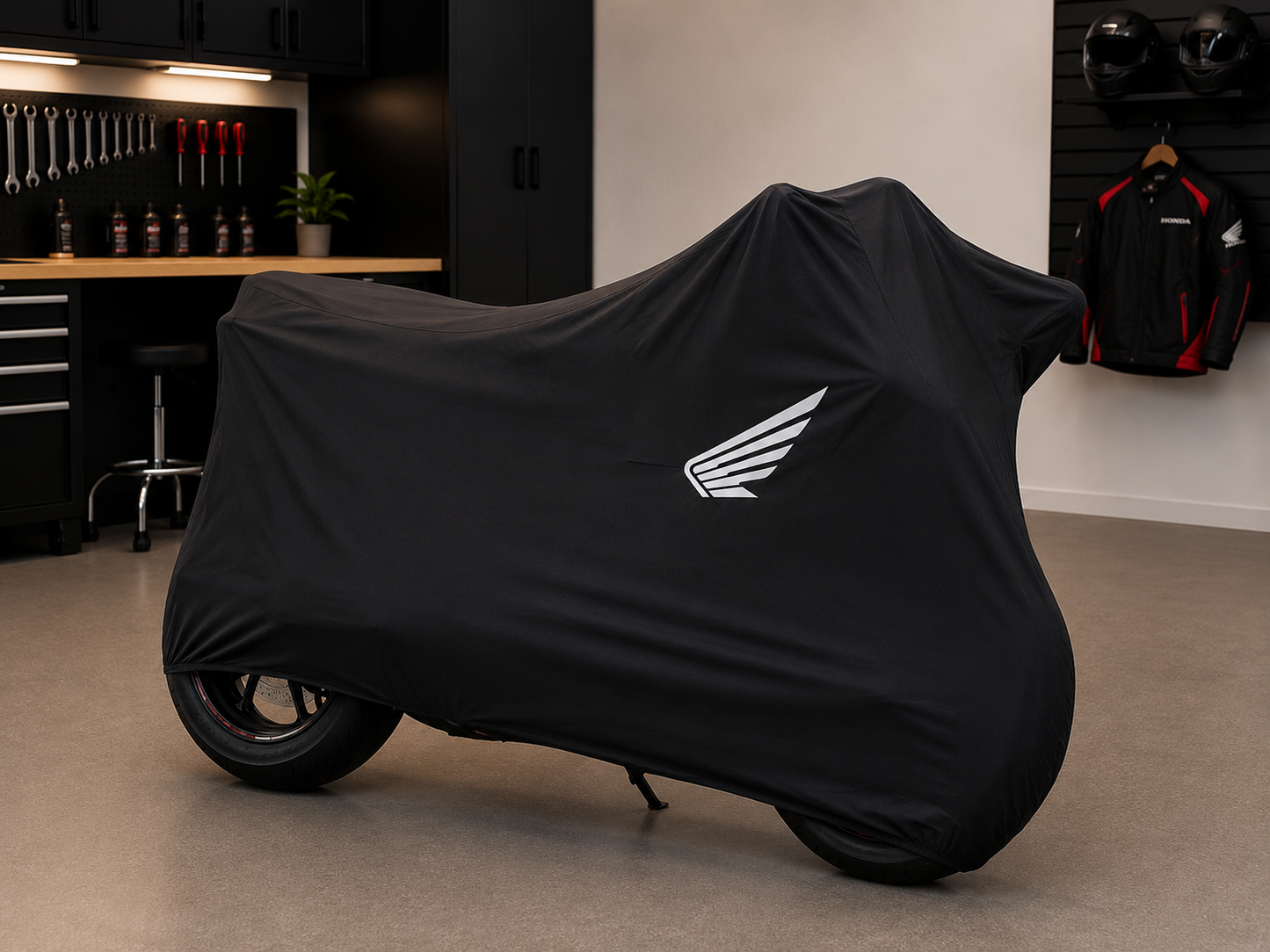 Honda Premium Indoor Motorcycle Cover – Soft Breathable Stretch Fabric Garage Dust Protection