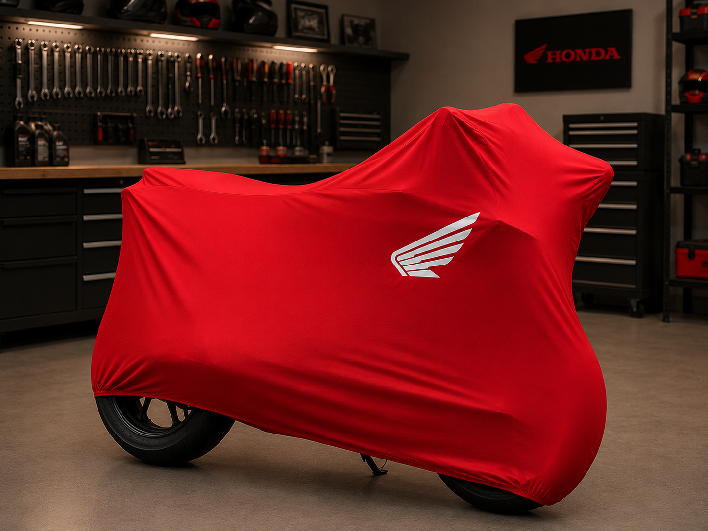Honda Premium Indoor Motorcycle Cover – Soft Breathable Stretch Fabric Garage Dust Protection