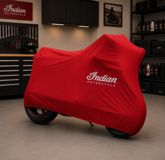 Indian Motorcycle Premium Indoor Motorcycle Cover – Soft Breathable Stretch Fabric Garage Dust Protection