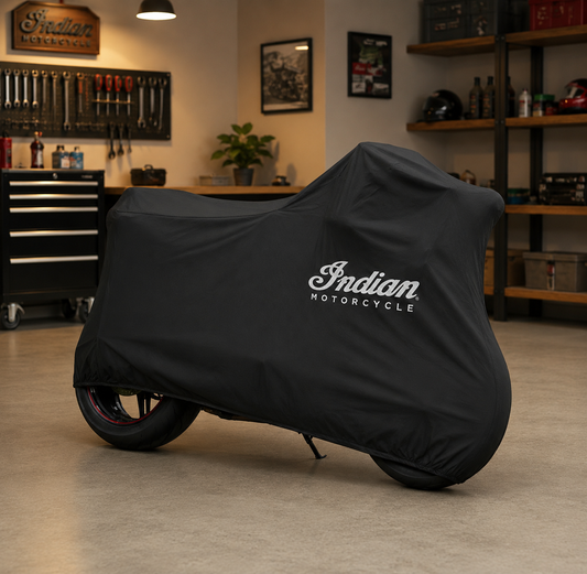 Indian Motorcycle Premium Indoor Motorcycle Cover – Soft Breathable Stretch Fabric Garage Dust Protection