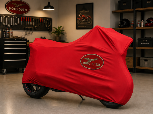 Moto Guzzi Premium Indoor Motorcycle Cover – Soft Breathable Stretch Fabric Garage Dust Protection