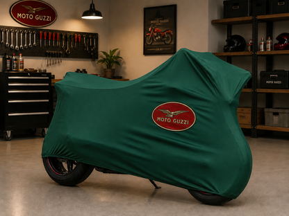 Moto Guzzi Premium Indoor Motorcycle Cover – Soft Breathable Stretch Fabric Garage Dust Protection