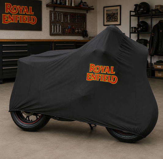 Royal Enfield Premium Indoor Motorcycle Cover – Soft Breathable Stretch Fabric Garage Dust Protection