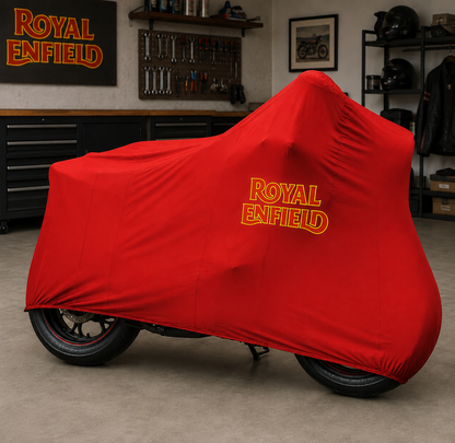 Royal Enfield Premium Indoor Motorcycle Cover – Soft Breathable Stretch Fabric Garage Dust Protection
