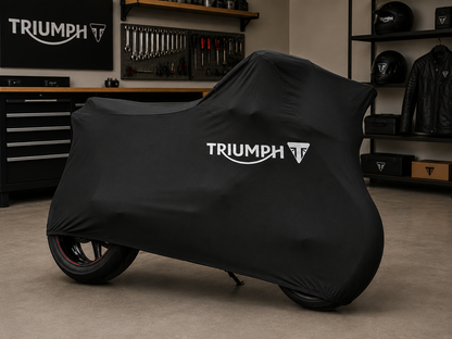 Triumph Premium Indoor Motorcycle Cover – Soft Breathable Stretch Fabric Garage Dust Protection