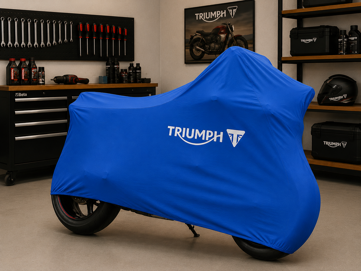 Triumph Premium Indoor Motorcycle Cover – Soft Breathable Stretch Fabric Garage Dust Protection