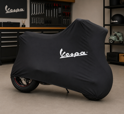 Vespa Premium Indoor Motorcycle Cover – Soft Breathable Stretch Fabric Garage Dust Protection