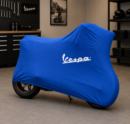 Vespa Premium Indoor Motorcycle Cover – Soft Breathable Stretch Fabric Garage Dust Protection